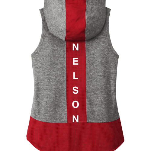 Sluggers - Ladies Two-toned Grey and Red Sleeveless Dri-fit hoodie