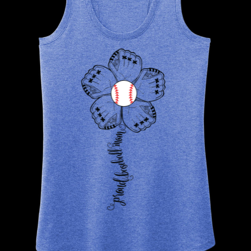 Proud Baseball Mom: Triblend Ladies Racerback Tank