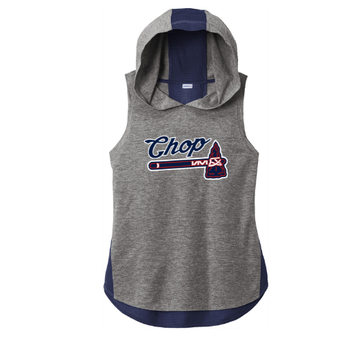 CHOP Tomahawk Logo - Ladies Two-toned Sleeveless Dri-fit hoodie