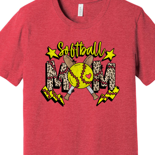 Softball Mom - Leopard Adult T-Shirt