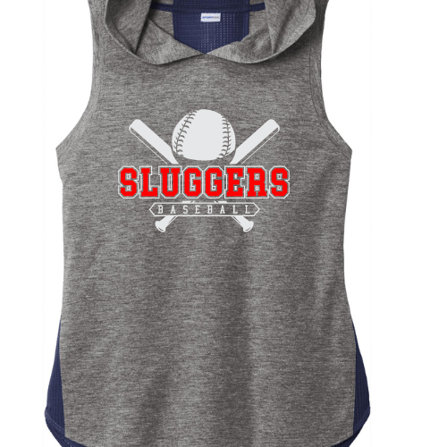 Sluggers - Ladies Grey and Black Two-toned Sleeveless Dri-fit Hoodie