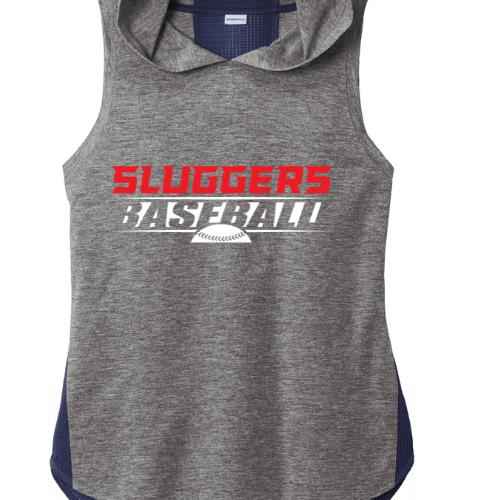 Sluggers - Ladies Grey and Black Two-toned Sleeveless Dri-fit Hoodie