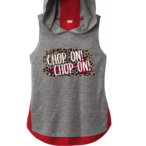 Chop on! Leopard Logo - Ladies Two-toned Sleeveless Dri-fit hoodie
