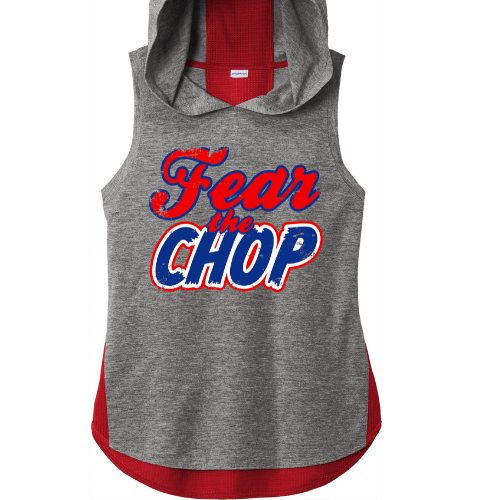 Fear the Chop Logo - Ladies Two-toned Sleeveless Dri-fit hoodie