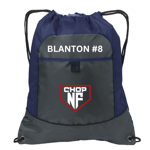NAVY DRAWSTRING BAG WITH LOGO