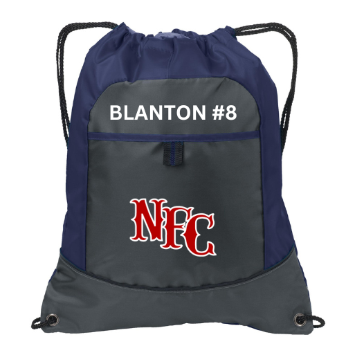 NAVY DRAWSTRING BAG WITH LOGO