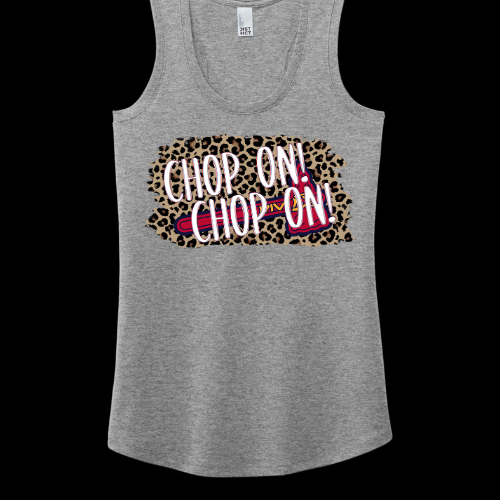 Chop on! Leopard Logo: Triblend Ladies Racerback Tank