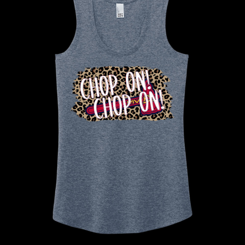 Chop on! Leopard Logo: Triblend Ladies Racerback Tank