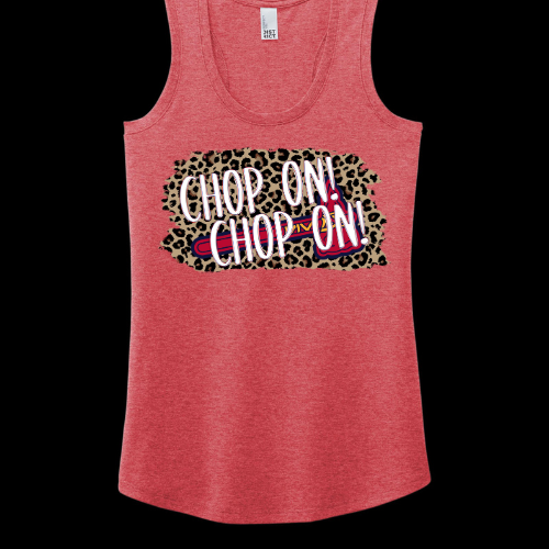 Chop on! Leopard Logo: Triblend Ladies Racerback Tank