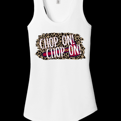 Chop on! Leopard Logo: Triblend Ladies Racerback Tank