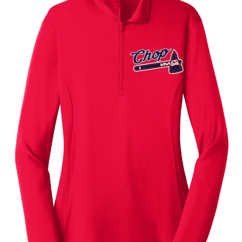 Ladies Red Sportek 1/4 zip Dri-Fit Long Sleeve Pullover