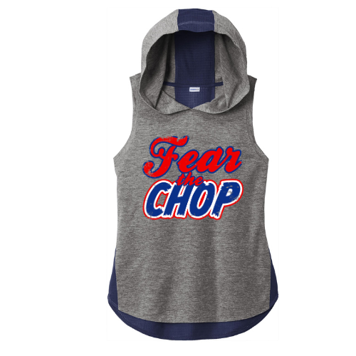 Fear the Chop Logo - Ladies Two-toned Sleeveless Dri-fit hoodie
