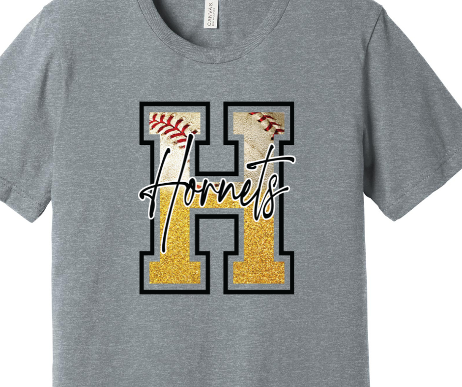 "H" Hornets Baseball Adult T-Shirt