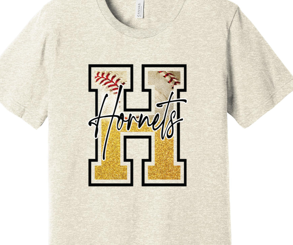 "H" Hornets Baseball Adult T-Shirt