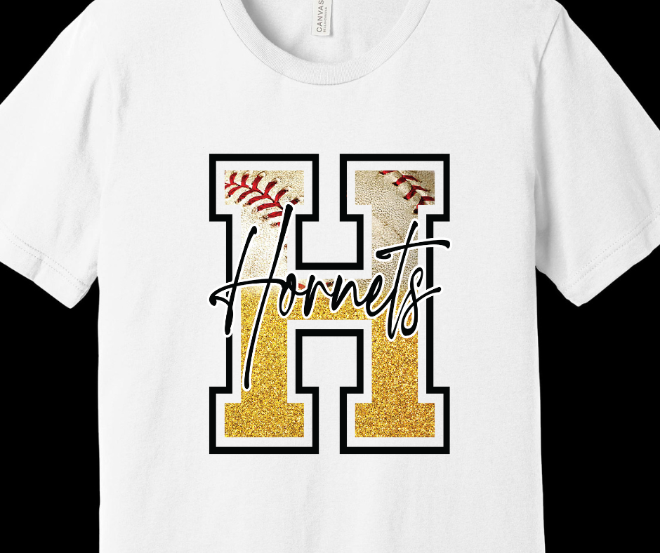 "H" Hornets Baseball Adult T-Shirt