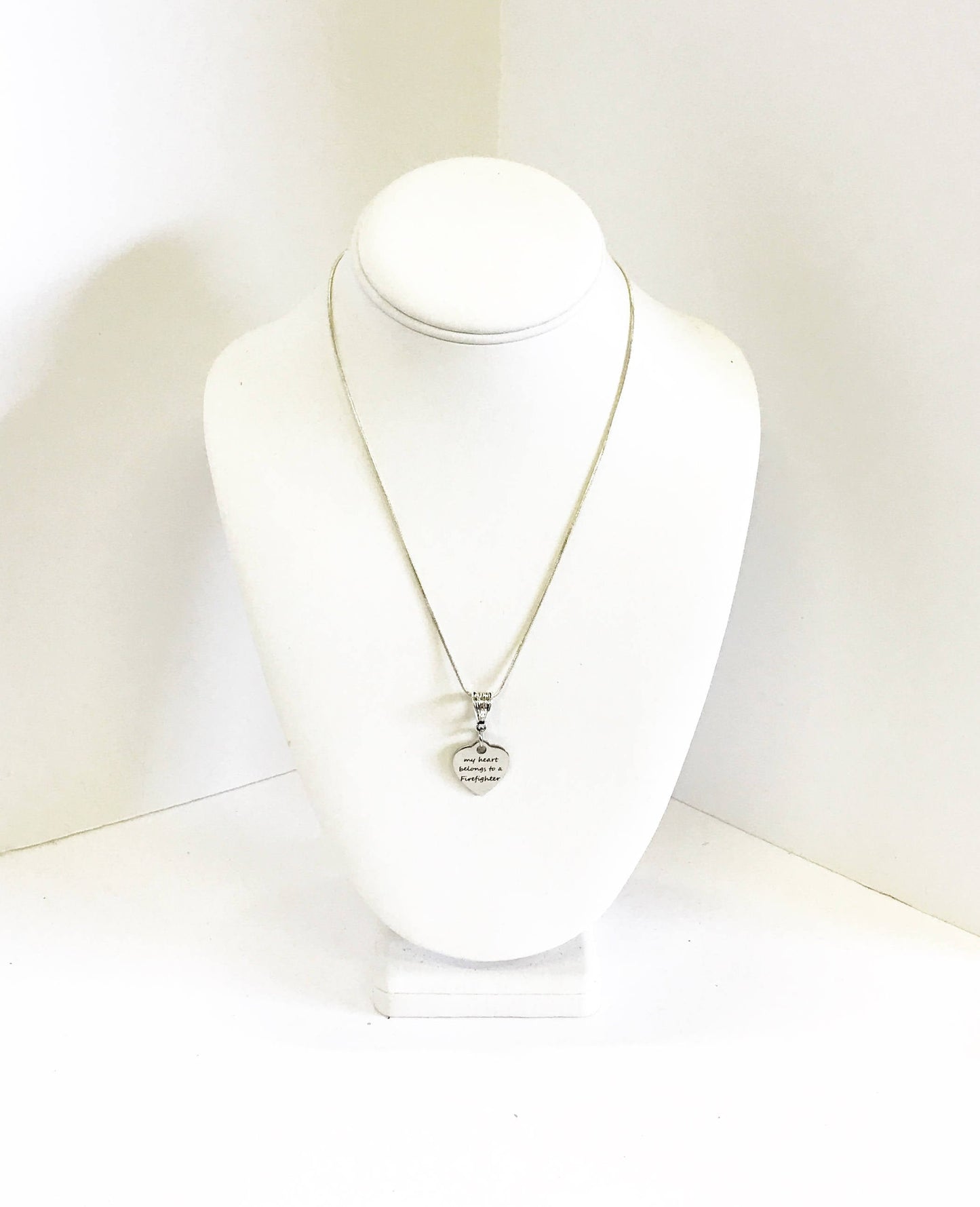 My Heart Belongs To A Firefighter Necklace, Firefighter Wife Jewelry, Firefighter Girlfriend Gift, Valentine Necklace Jewelry Gift for Wife