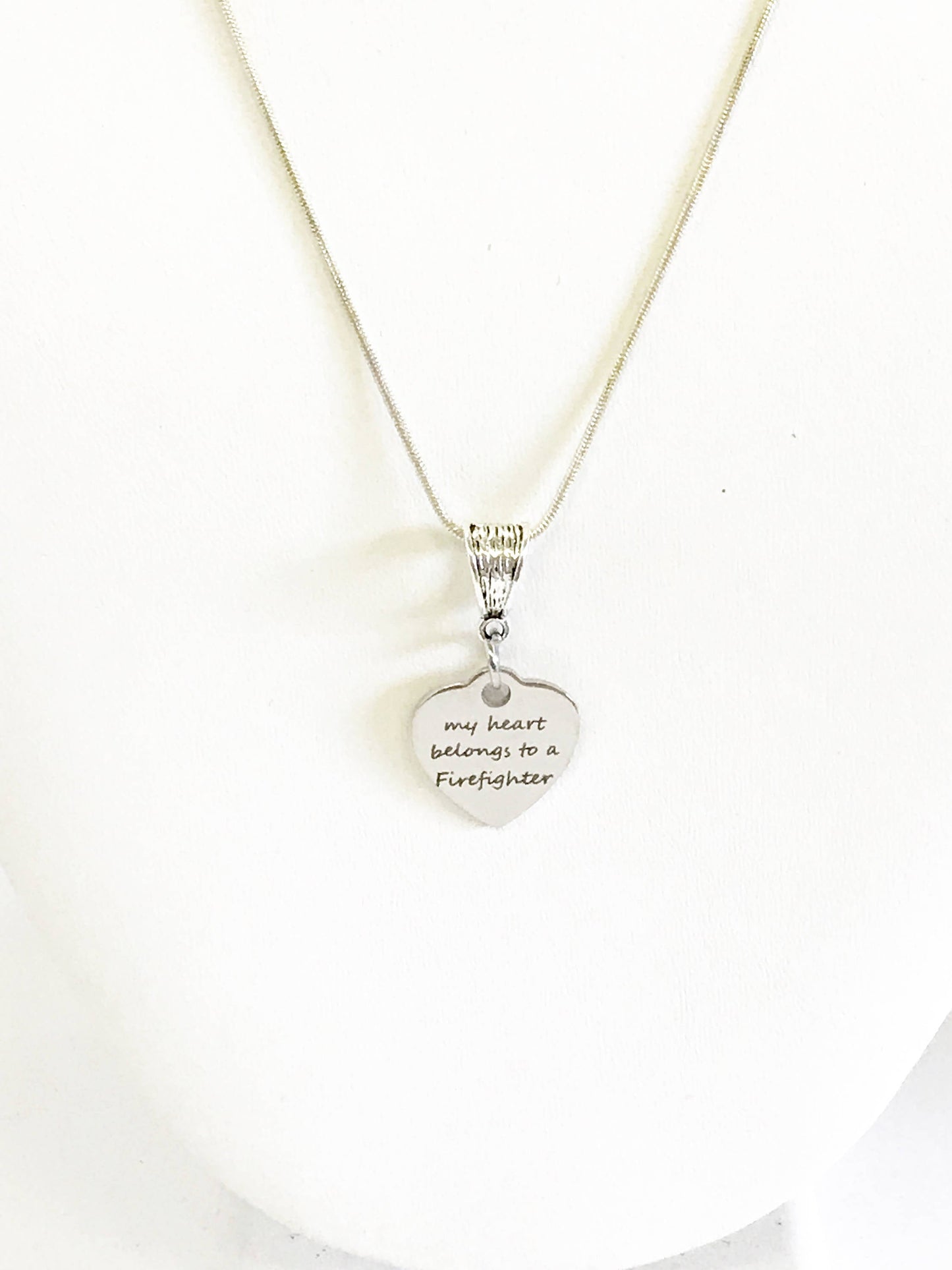 My Heart Belongs To A Firefighter Necklace, Firefighter Wife Jewelry, Firefighter Girlfriend Gift, Valentine Necklace Jewelry Gift for Wife