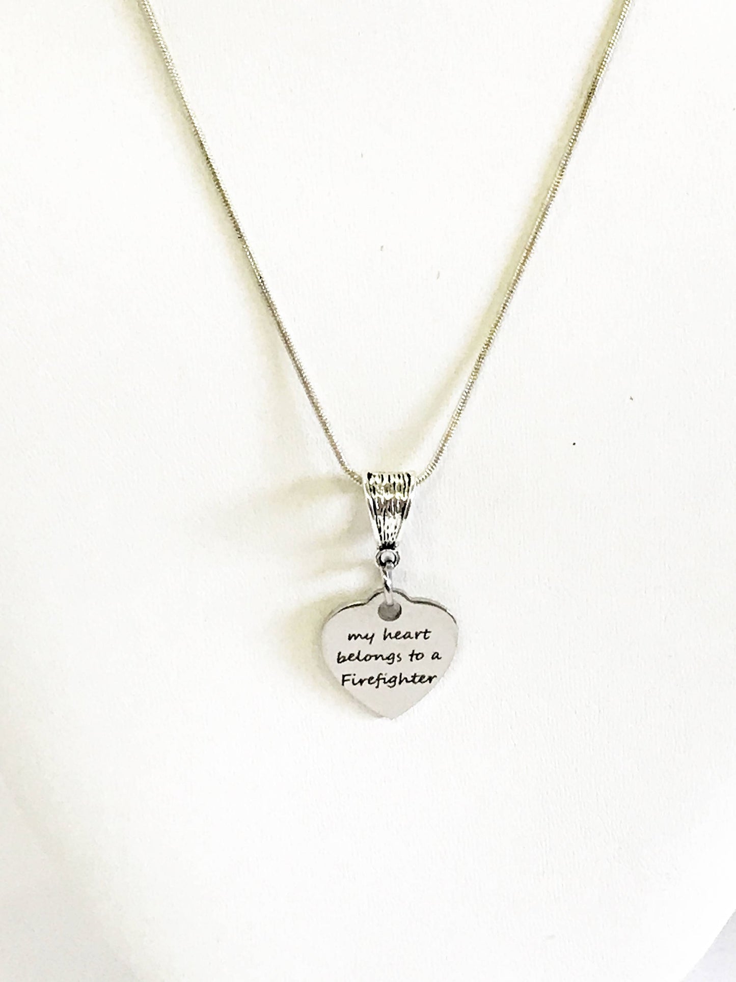 My Heart Belongs To A Firefighter Necklace, Firefighter Wife Jewelry, Firefighter Girlfriend Gift, Valentine Necklace Jewelry Gift for Wife