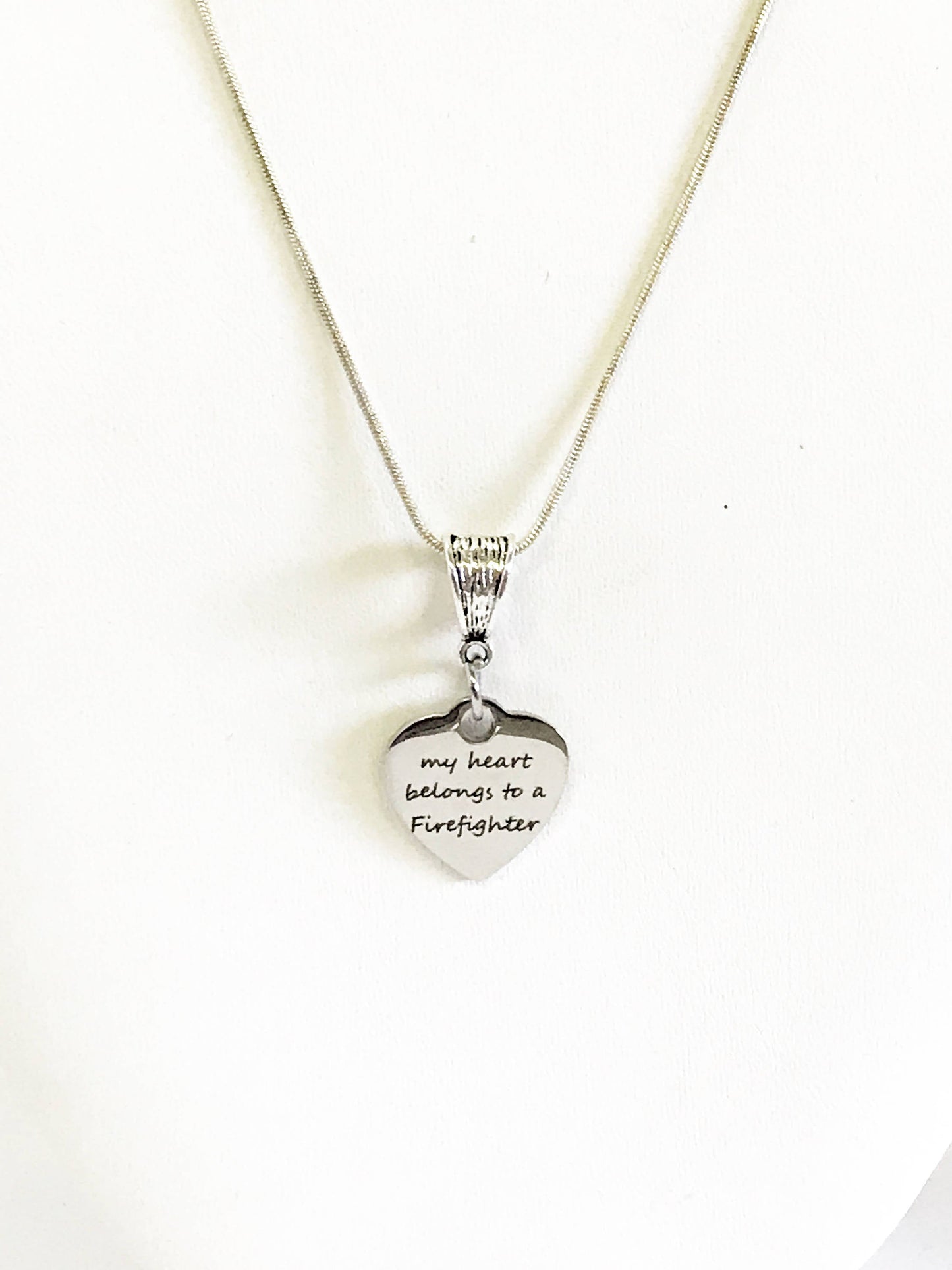 My Heart Belongs To A Firefighter Necklace, Firefighter Wife Jewelry, Firefighter Girlfriend Gift, Valentine Necklace Jewelry Gift for Wife