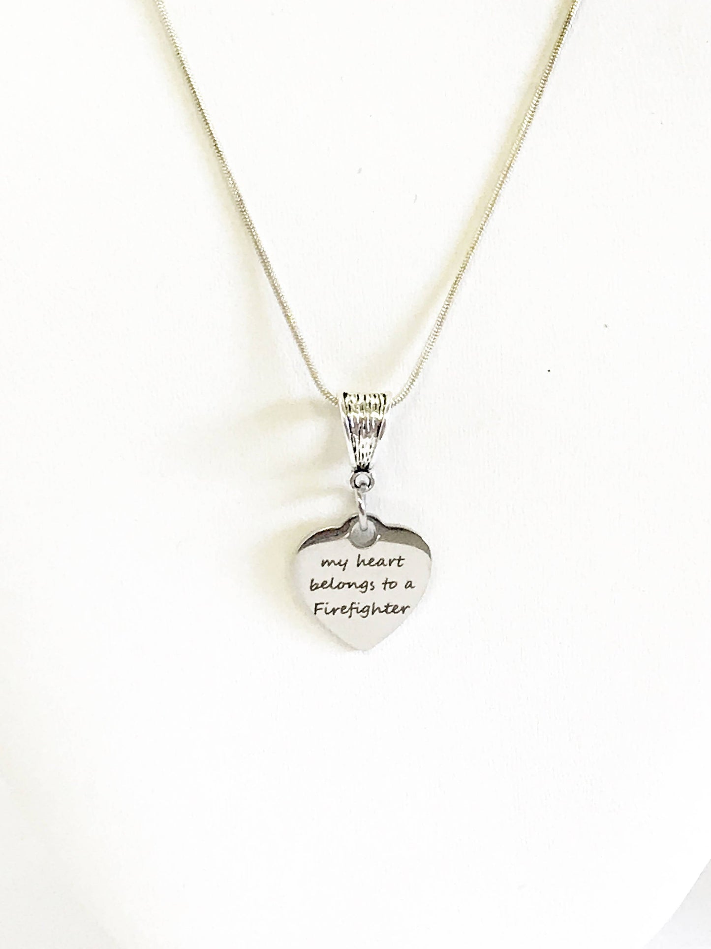 My Heart Belongs To A Firefighter Necklace, Firefighter Wife Jewelry, Firefighter Girlfriend Gift, Valentine Necklace Jewelry Gift for Wife