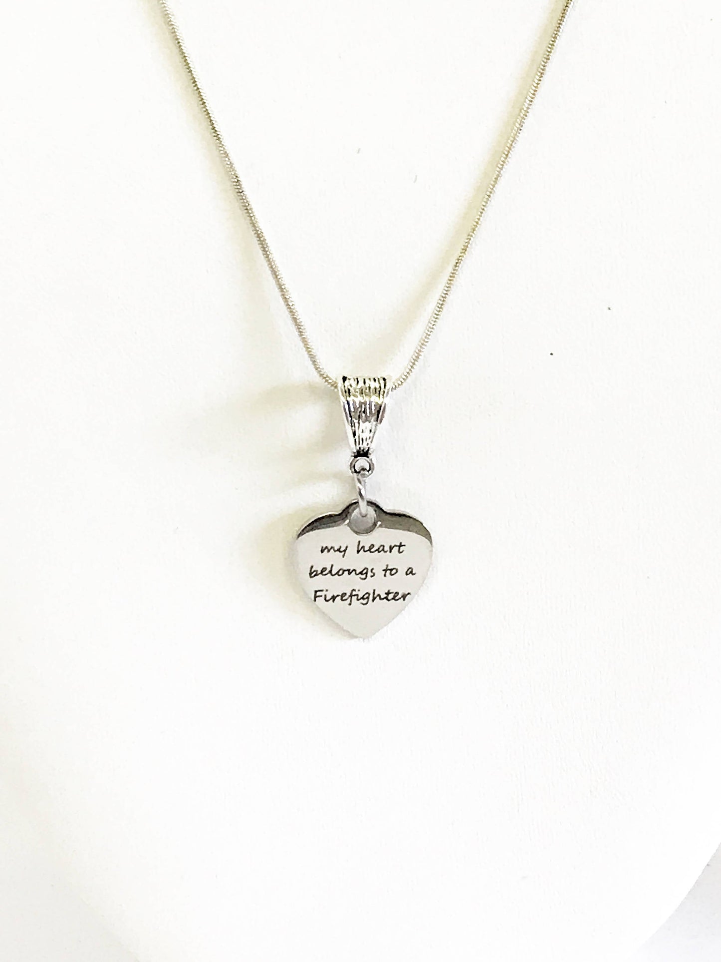 My Heart Belongs To A Firefighter Necklace, Firefighter Wife Jewelry, Firefighter Girlfriend Gift, Valentine Necklace Jewelry Gift for Wife