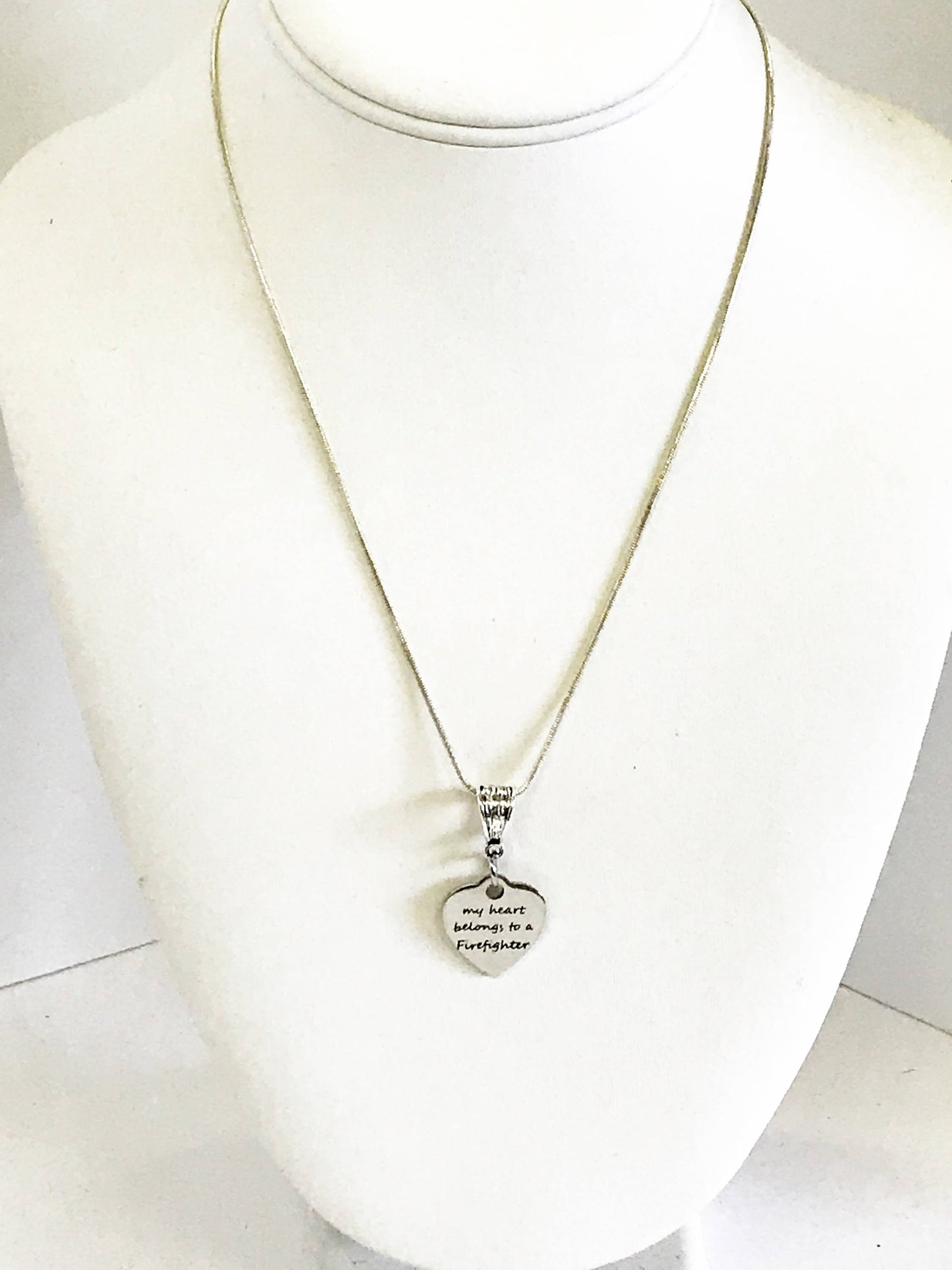 My Heart Belongs To A Firefighter Necklace, Firefighter Wife Jewelry, Firefighter Girlfriend Gift, Valentine Necklace Jewelry Gift for Wife