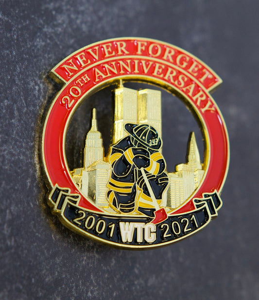 Rare Find | Limited Edition Firefighter Kneeling  Pin Twin Tower Never Forget 9-11-01 20th Anniversary