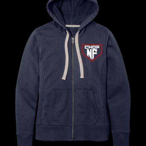 Ladies Navy Full Zip Hoodie  - NF Chop Logos