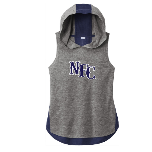 NFC Navy Logo - Ladies Two-toned Sleeveless Dri-fit hoodie