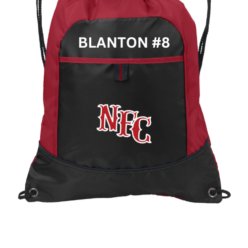 RED DRAWSTRING BAG WITH LOGO