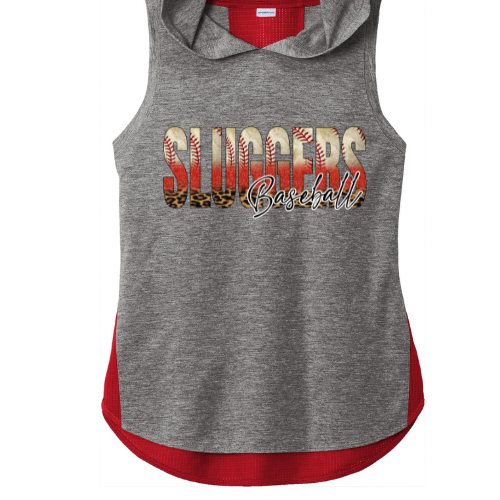 Sluggers - Ladies Two-toned Grey and Red Sleeveless Dri-fit hoodie